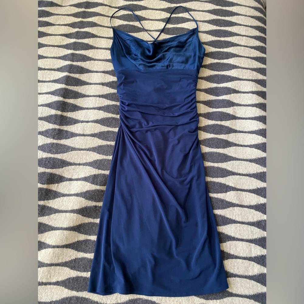 Laundry by Shelli Segal Blue Silk Satin Dress Sz. 6
